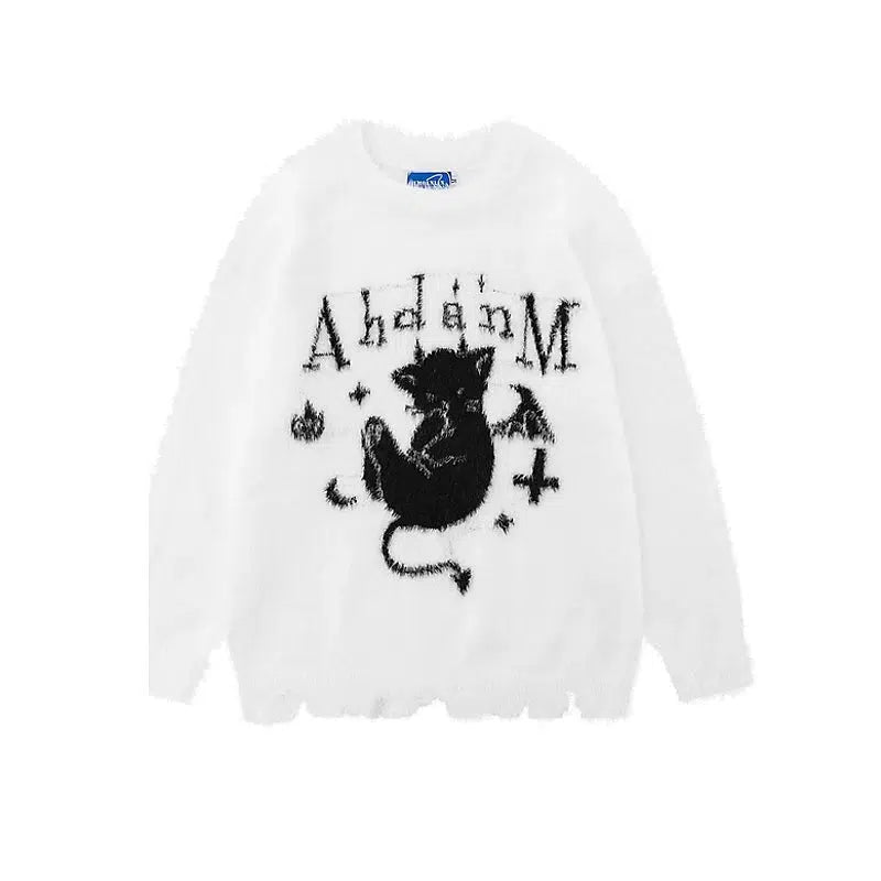 Graphic Fuzzy Knit Sweater