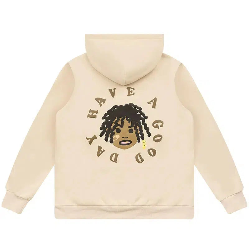 Graphic 'Have a Good Day' Cartoon Portrait Hoodie