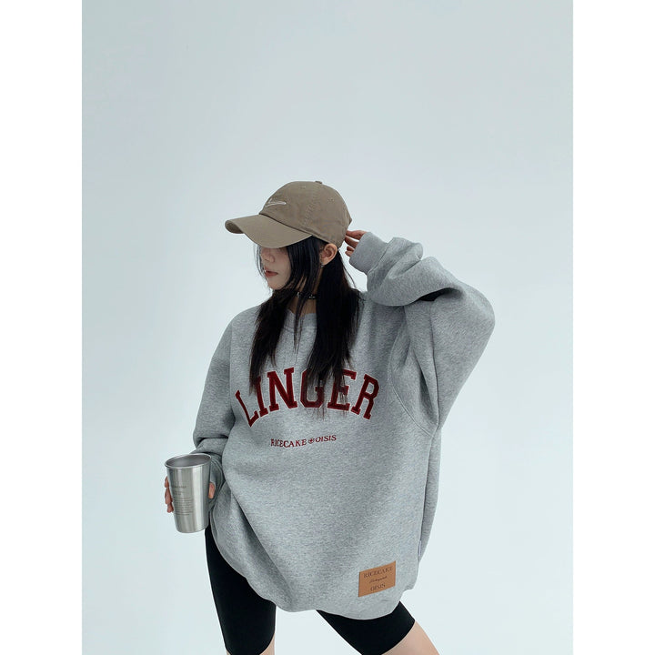 Graphic Print Embroidery Oversized Sweatshirt