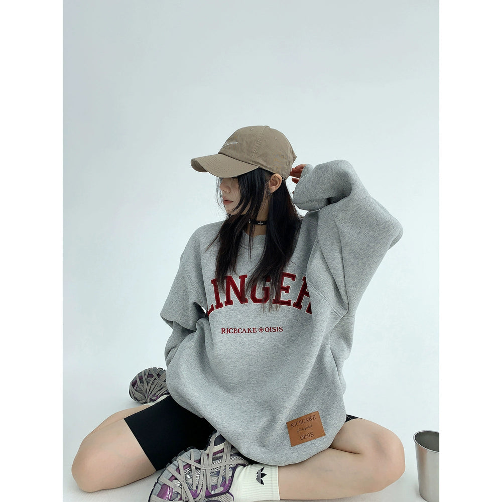 Graphic Print Embroidery Oversized Sweatshirt