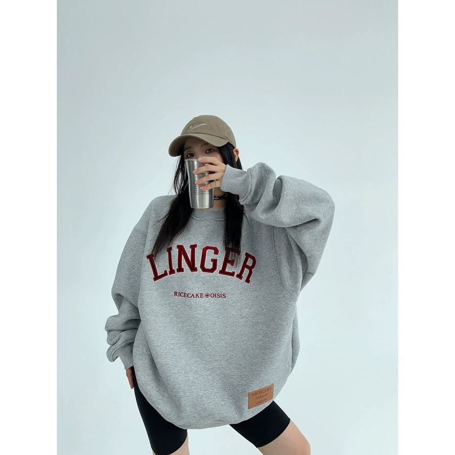 Graphic Print Embroidery Oversized Sweatshirt