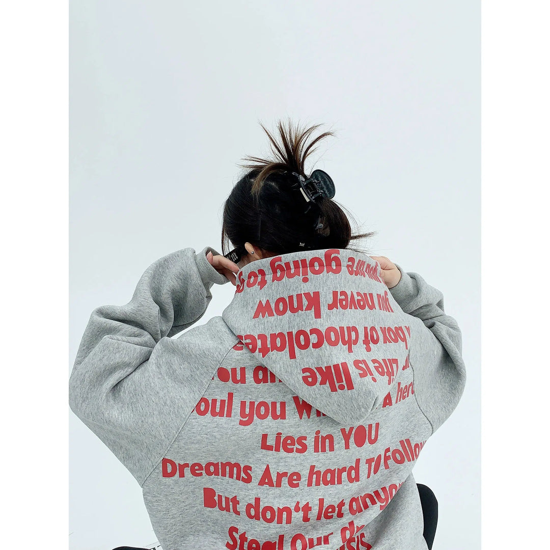 Text Design Graphic Print Hoodie