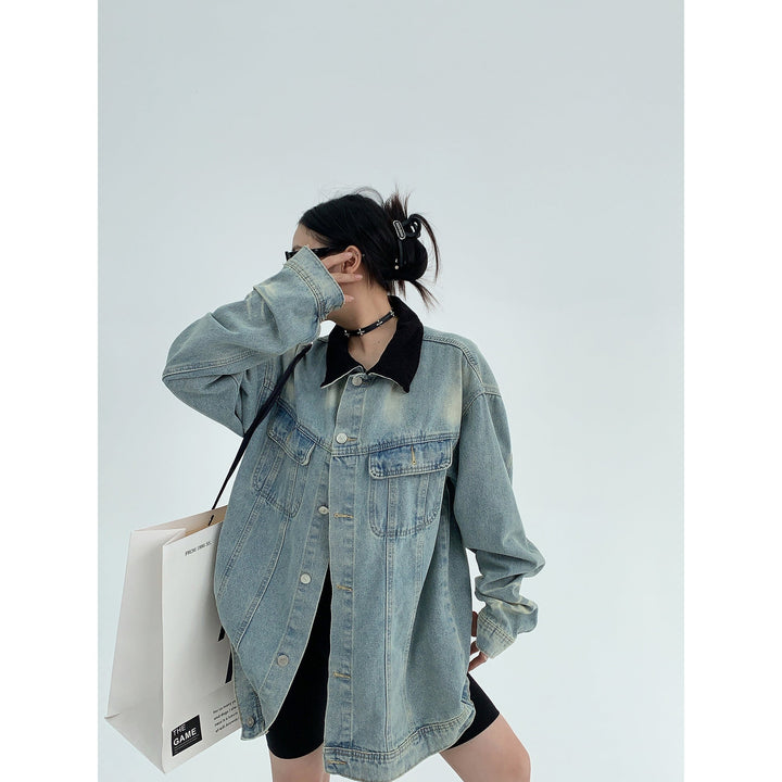 Graphic Text Oversized Denim Jacket