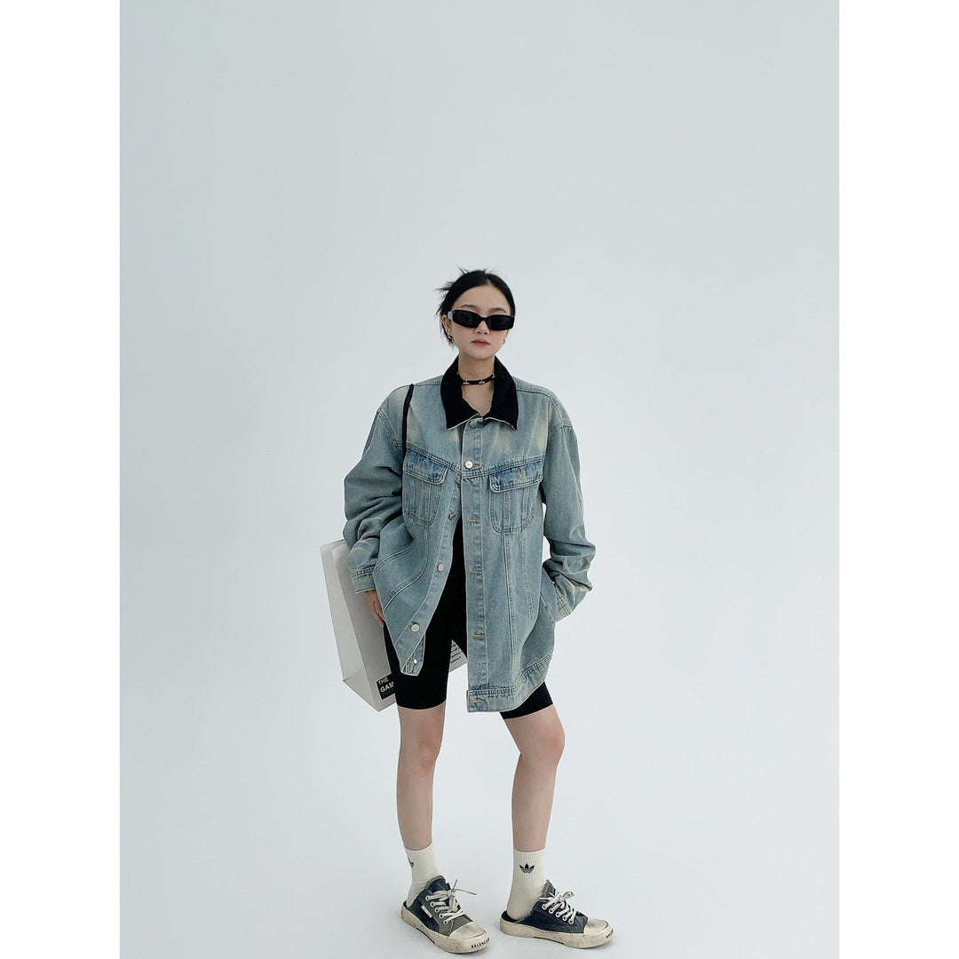 Graphic Text Oversized Denim Jacket