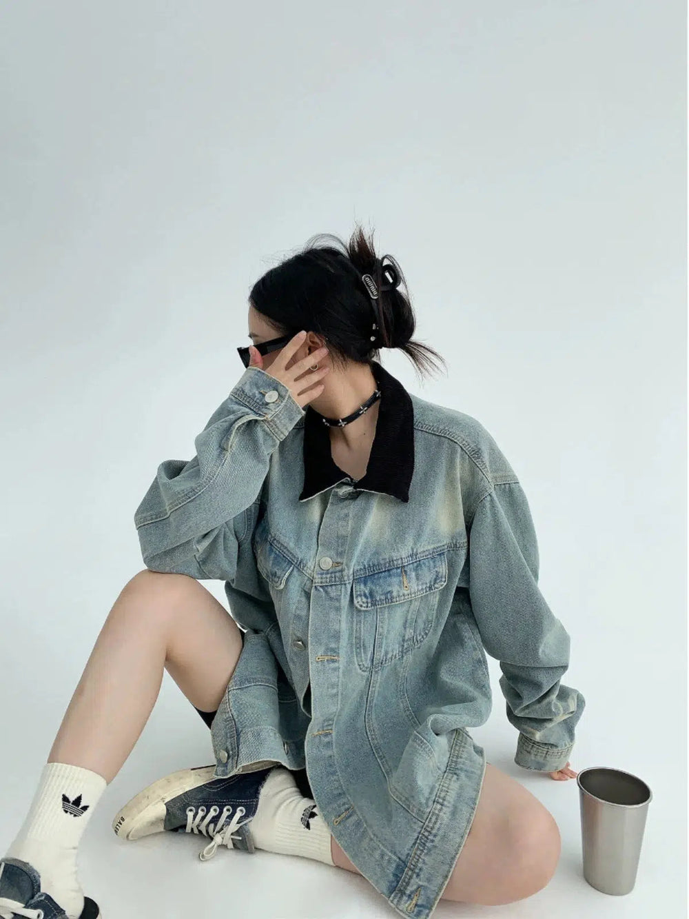 Graphic Text Oversized Denim Jacket