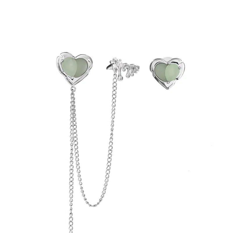 Green Heart Earrings