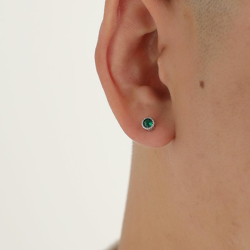 Green Round Zircon Stud Earrings