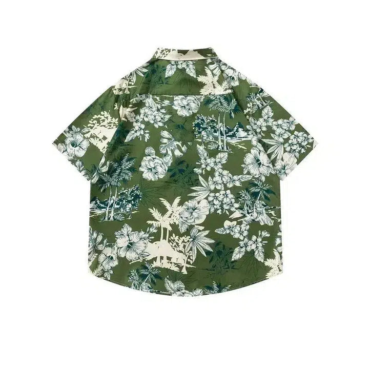 Green Short Sleeve Floral Shirt