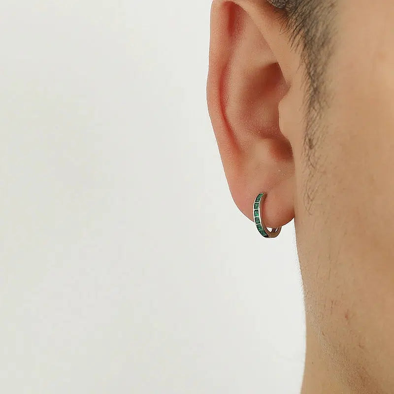 Green Zircon Hoop Earrings