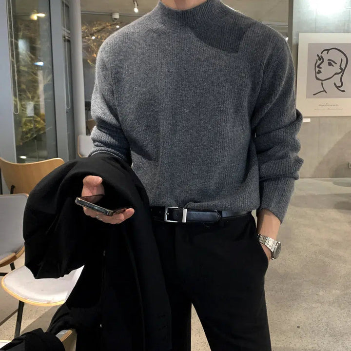 Half Turtleneck Pleated Sweater