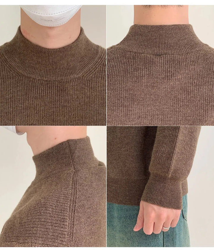 Half Turtleneck Solid Color Sweater