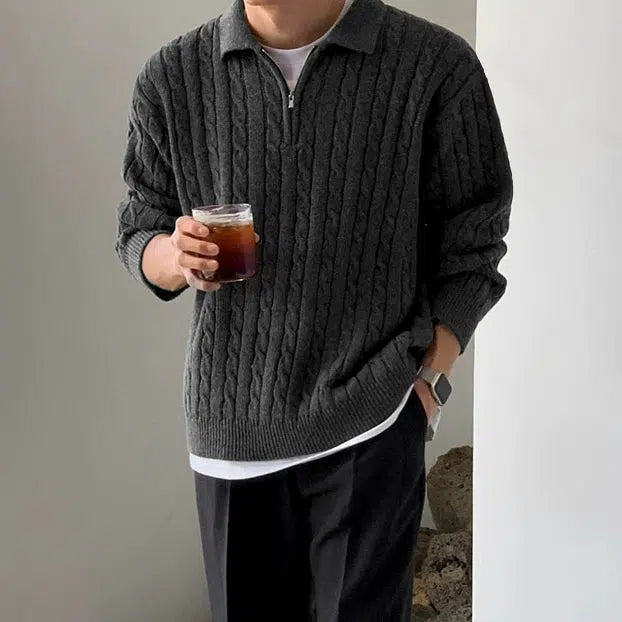 Half-Zip Cable Knit Sweater