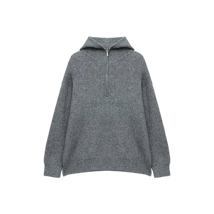 Half-Zip Hooded Knitwear Sweater