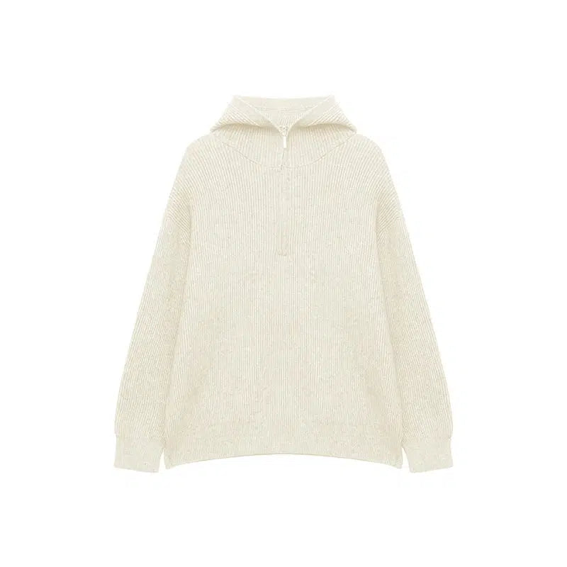 Half-Zip Hooded Knitwear Sweater