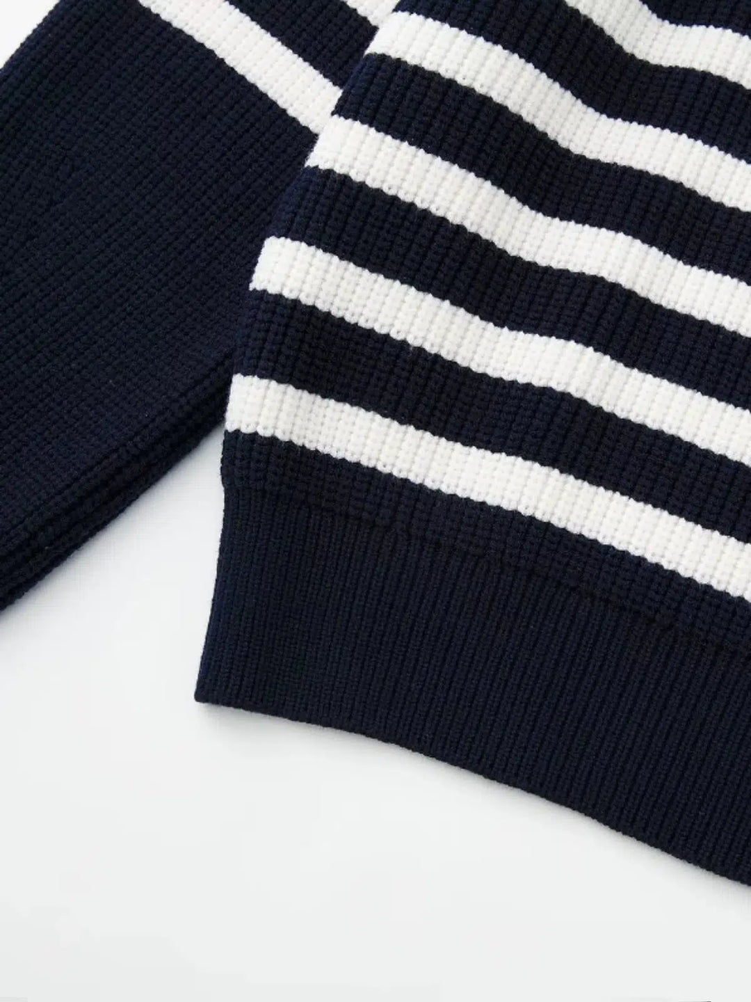 Half Zipper Striped Wool Blended Sweater