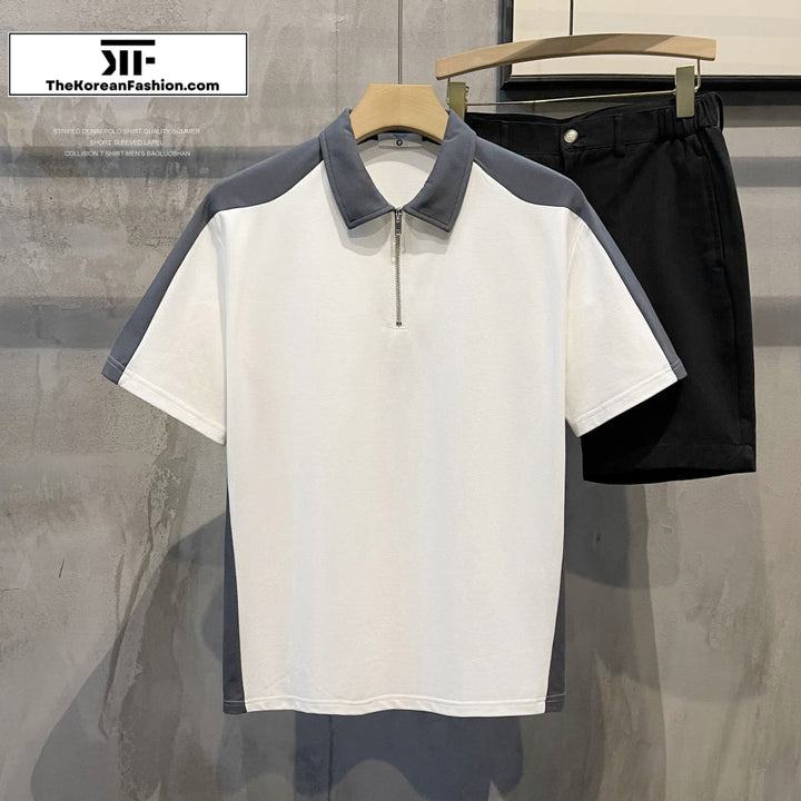 Half zipper Short-sleeved Polo T-Shirt