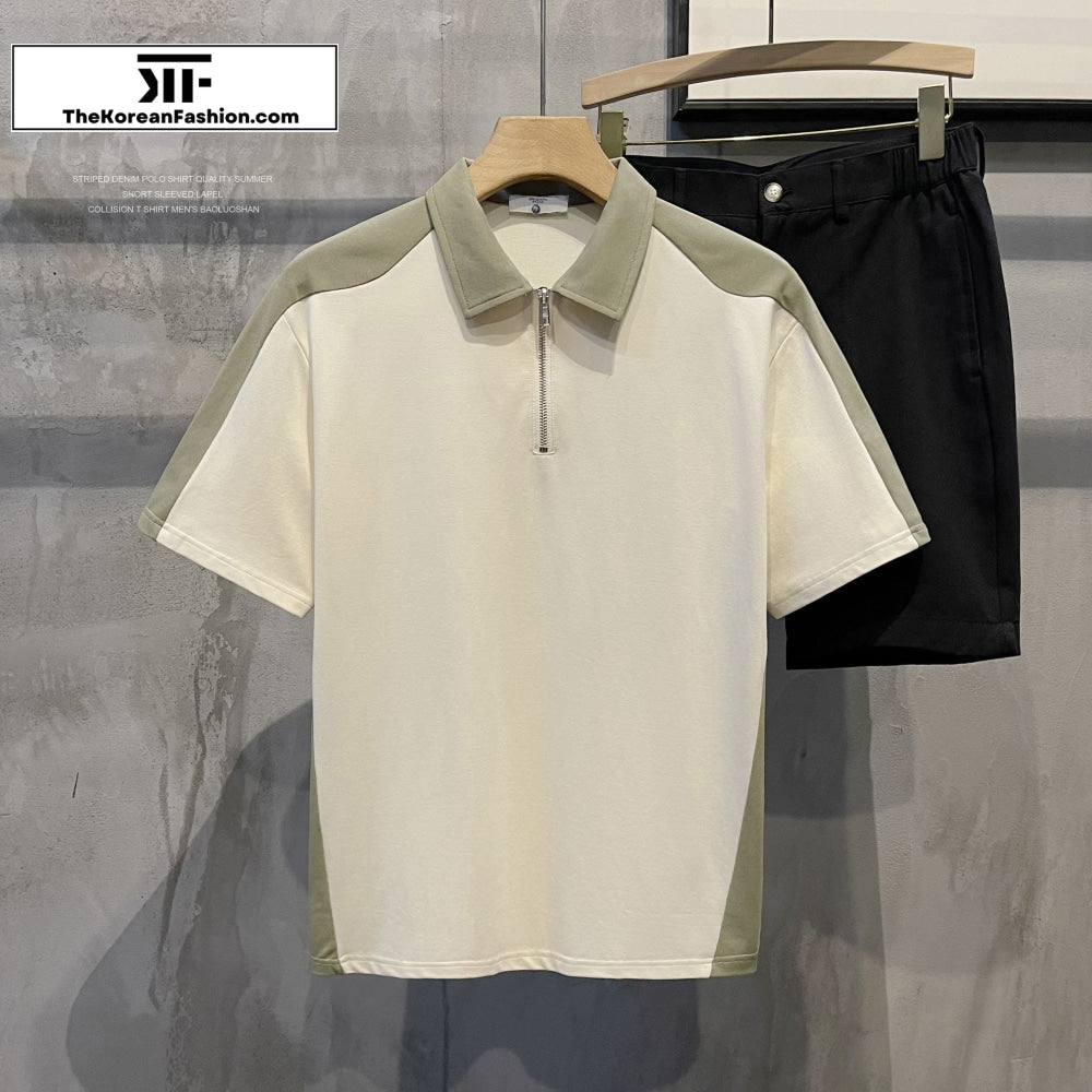 Half zipper Short-sleeved Polo T-Shirt