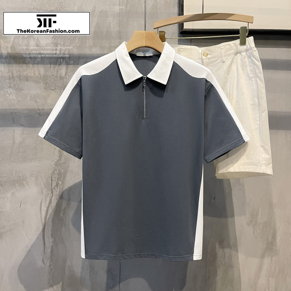 Half zipper Short-sleeved Polo T-Shirt