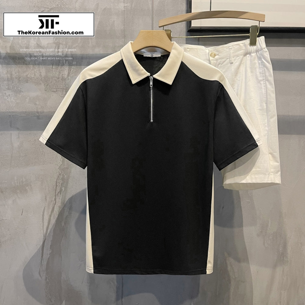 Half zipper Short-sleeved Polo T-Shirt