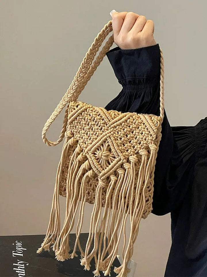 Hand-woven Tassel Shoulder Bag