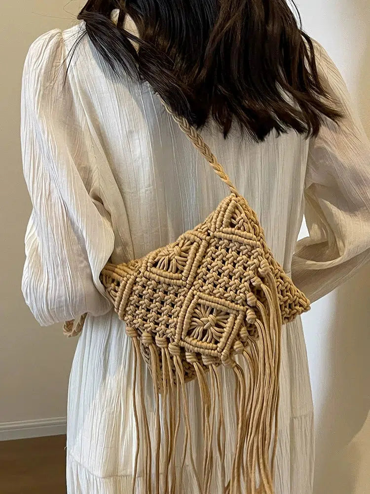 Handmade Macrame Fringe Shoulder Bag