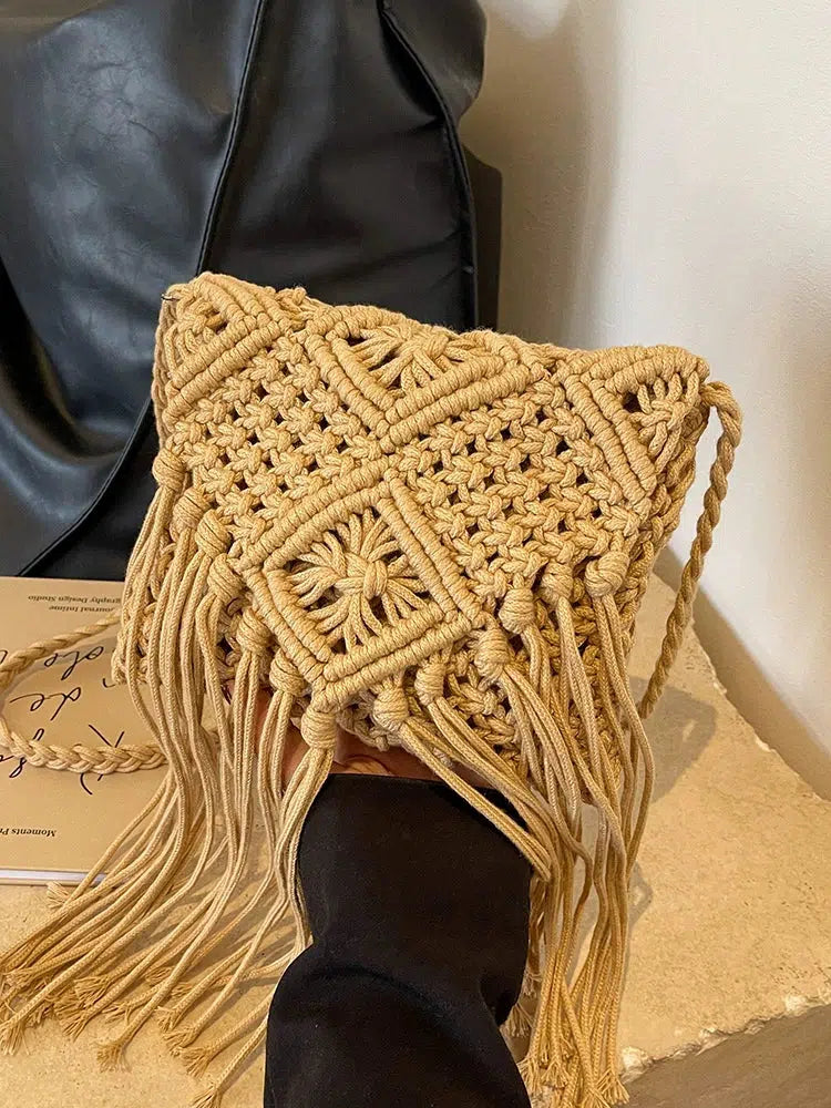 Handmade Macrame Fringe Shoulder Bag