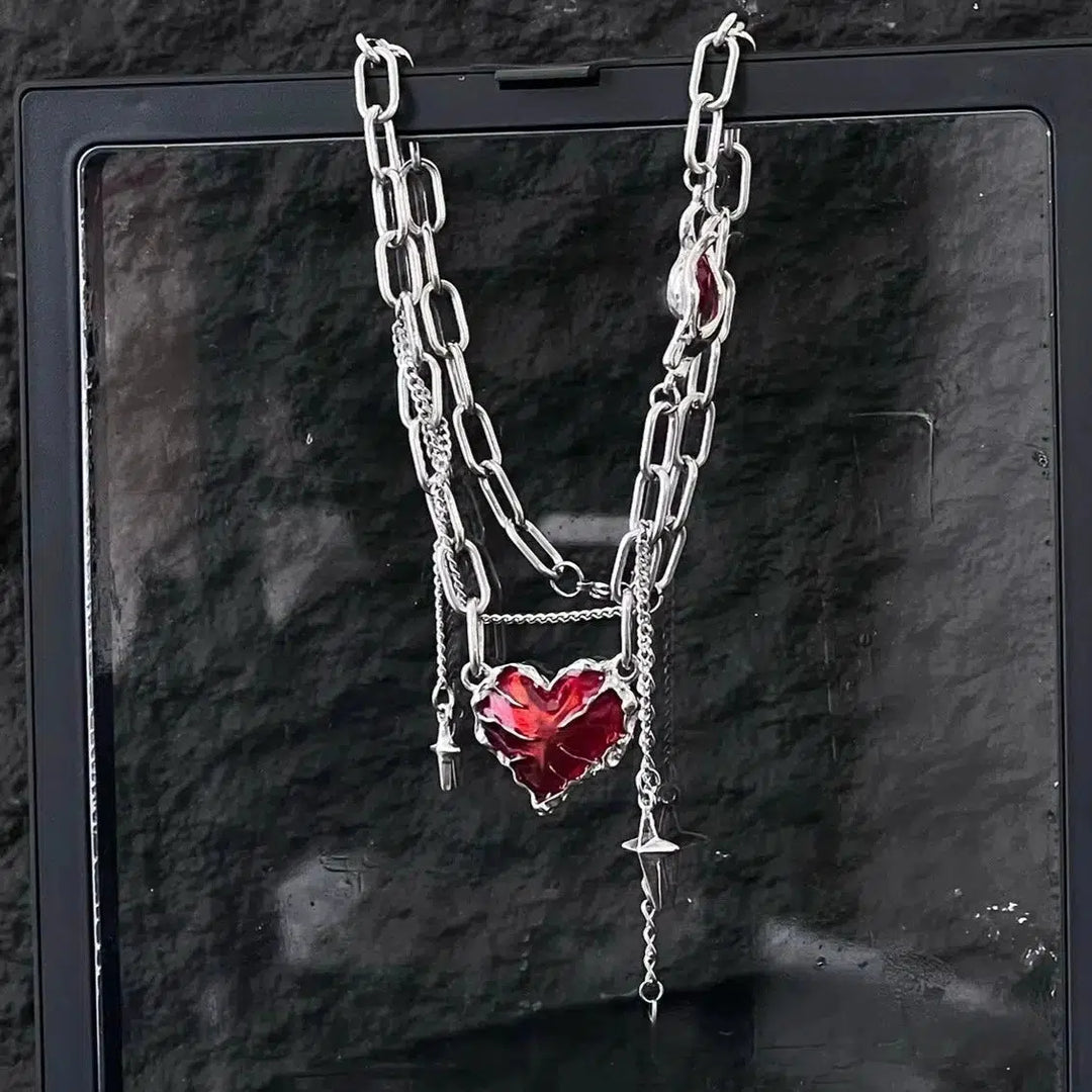 Heart Cross Charm Necklace