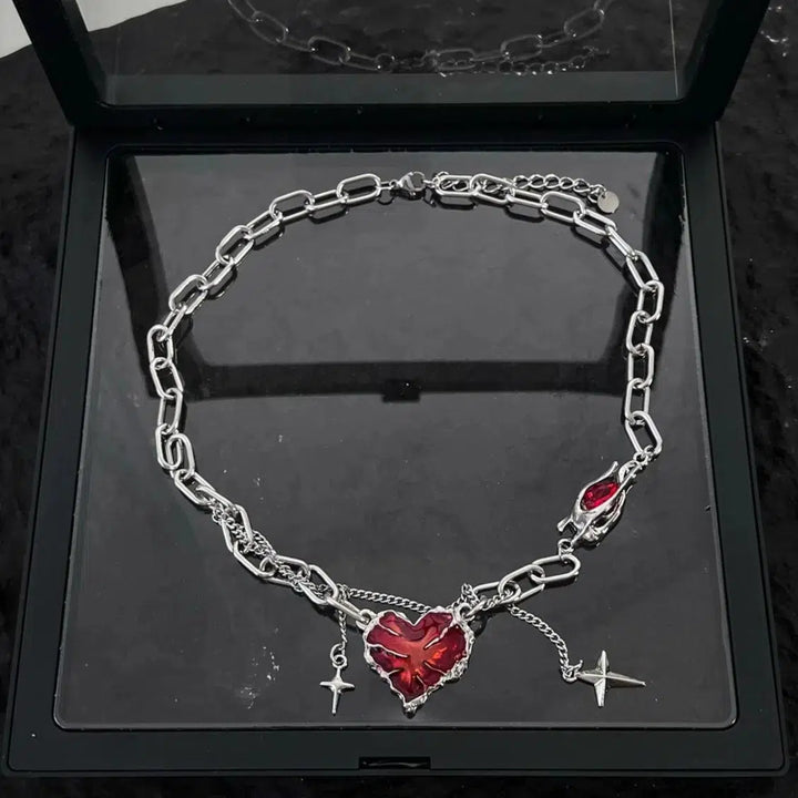 Heart Cross Charm Necklace