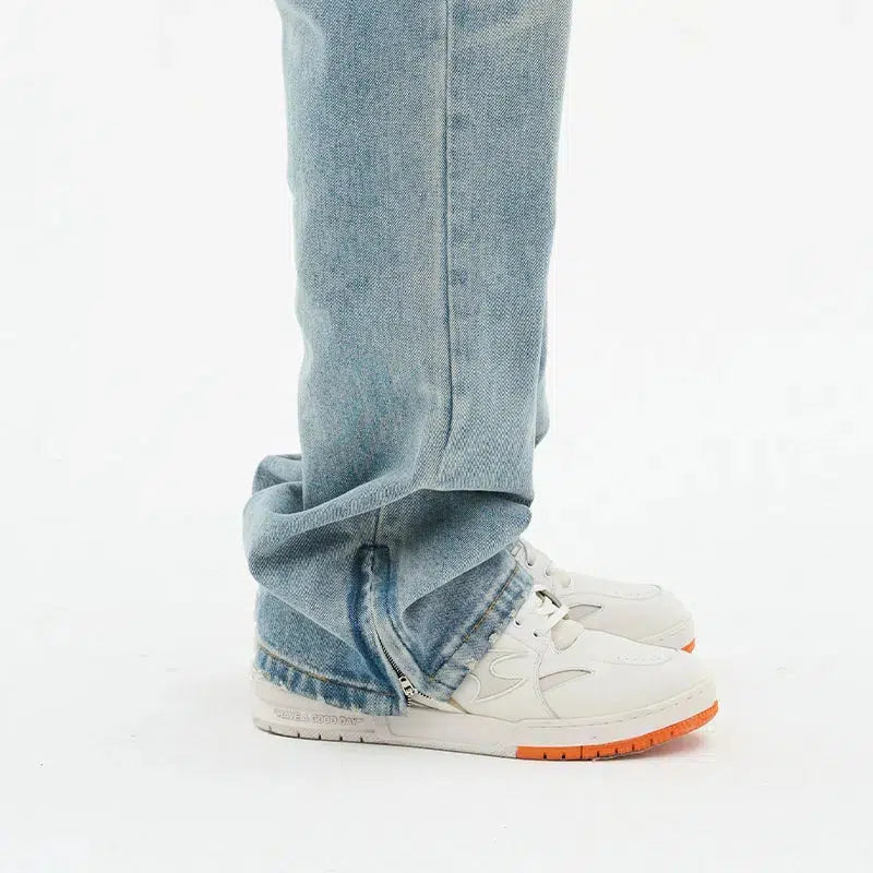 Hem Zipper Vibe Washed Jeans