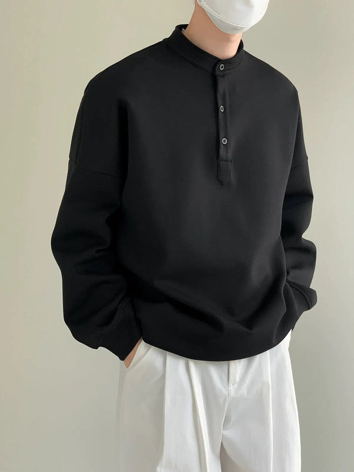 Henry Collar Minimalist Pullover Sweatshirt