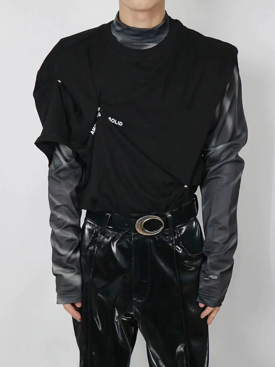 High Collar Reflective Long-sleeve Shirt