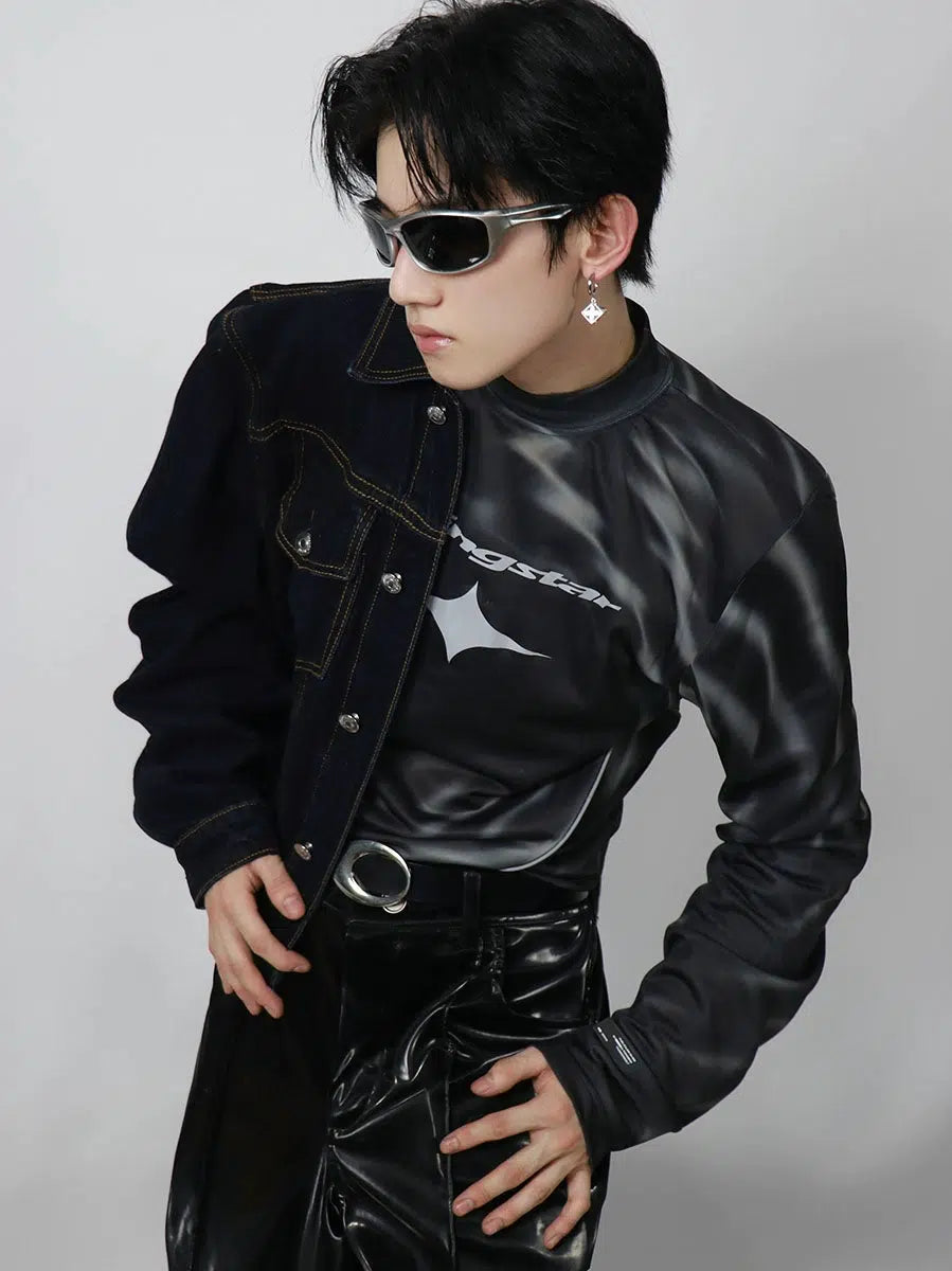 High Collar Reflective Long-sleeve Shirt