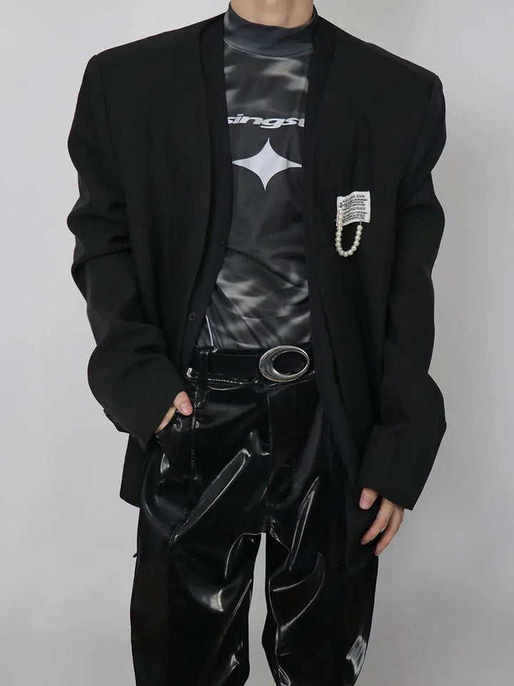 High Collar Reflective Long-sleeve Shirt