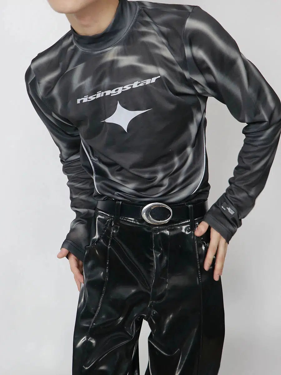 High Collar Reflective Long-sleeve Shirt