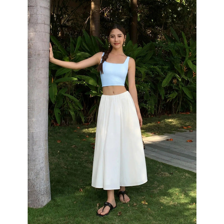 High Waist A-line Maxi Skirt