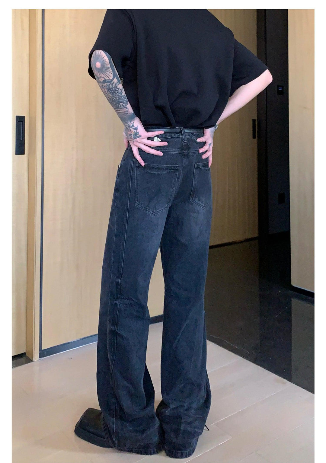 High Waist Denim Flared Trousers