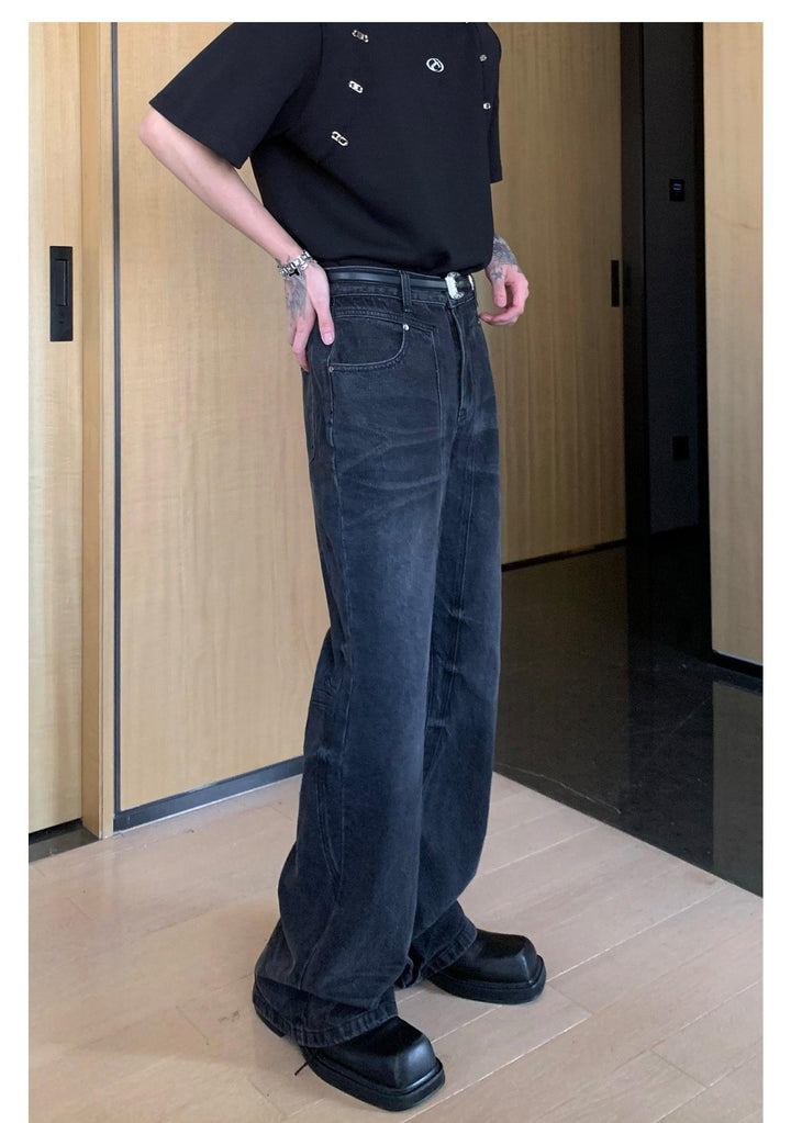 High Waist Denim Flared Trousers