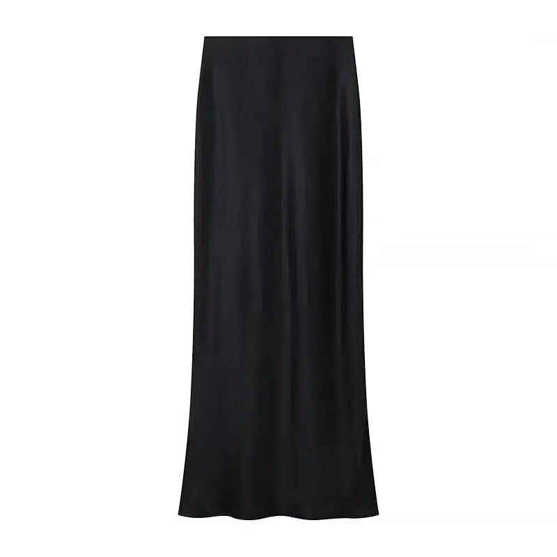 High Waist Slim Fishtail Satin Skirt