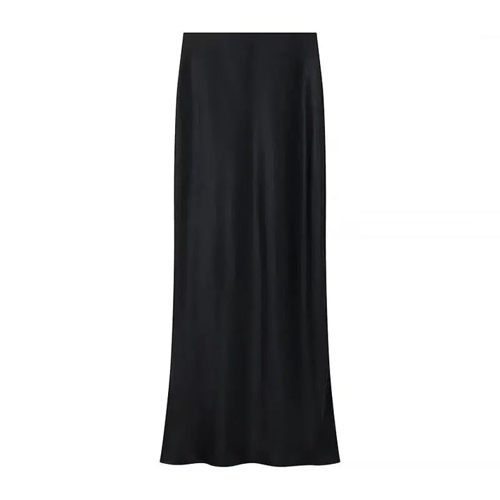 High Waist Slim Fishtail Satin Skirt