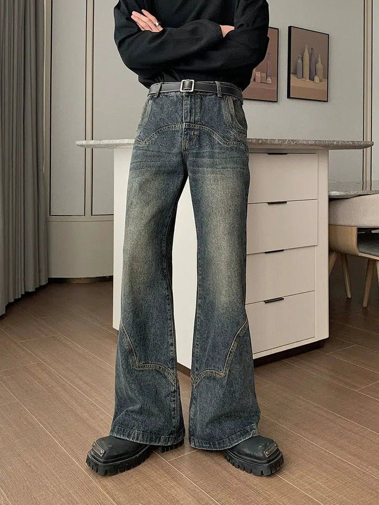 Korean Style High-waisted Straight Leg Jeans - 1, XL