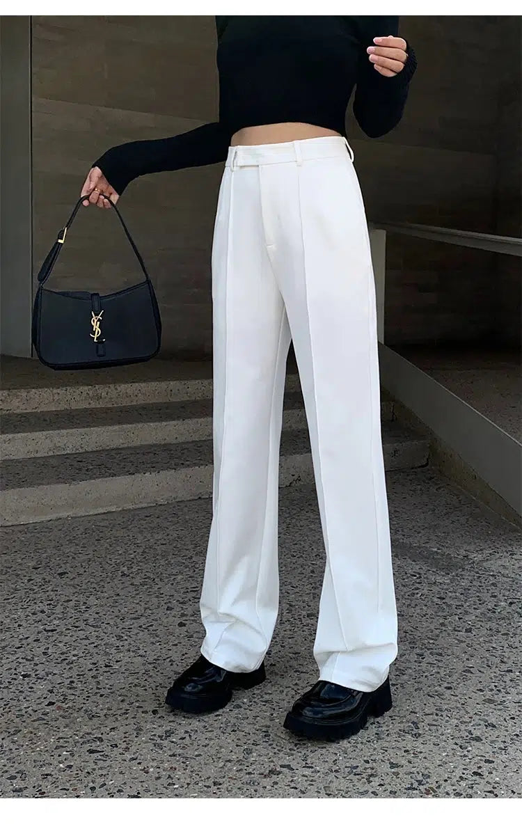 High Waist Straight Suit Pants