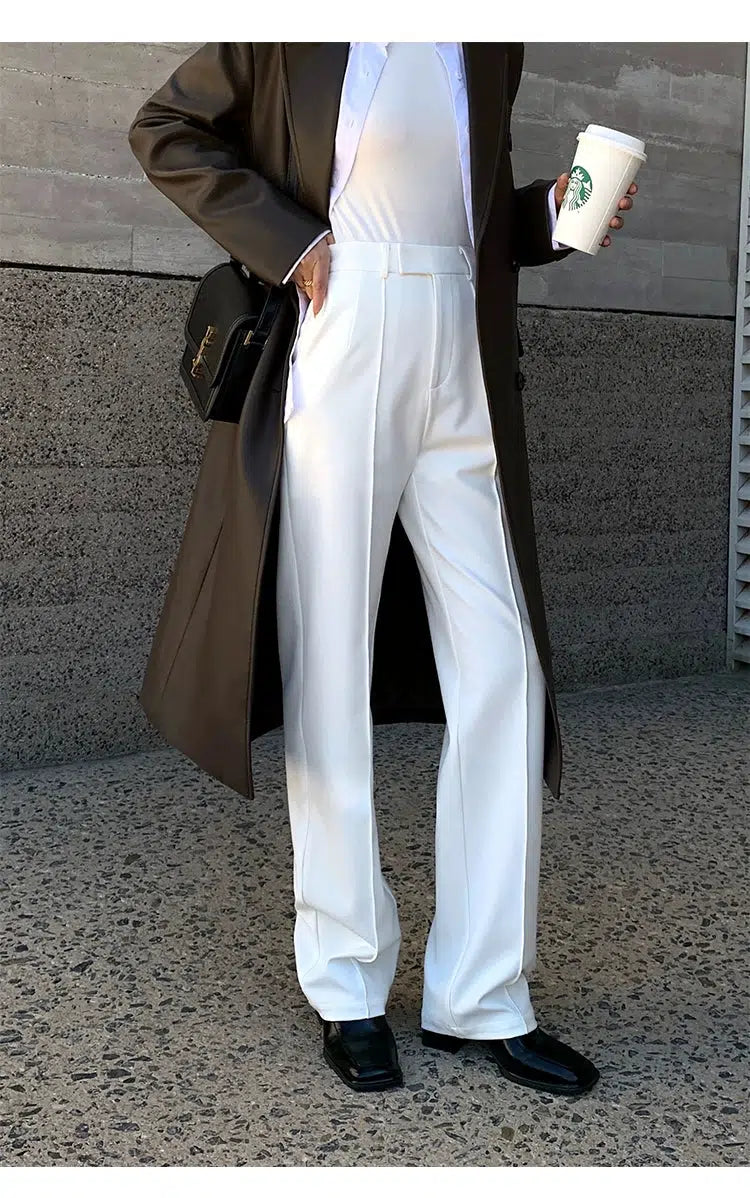 High Waist Straight Suit Pants