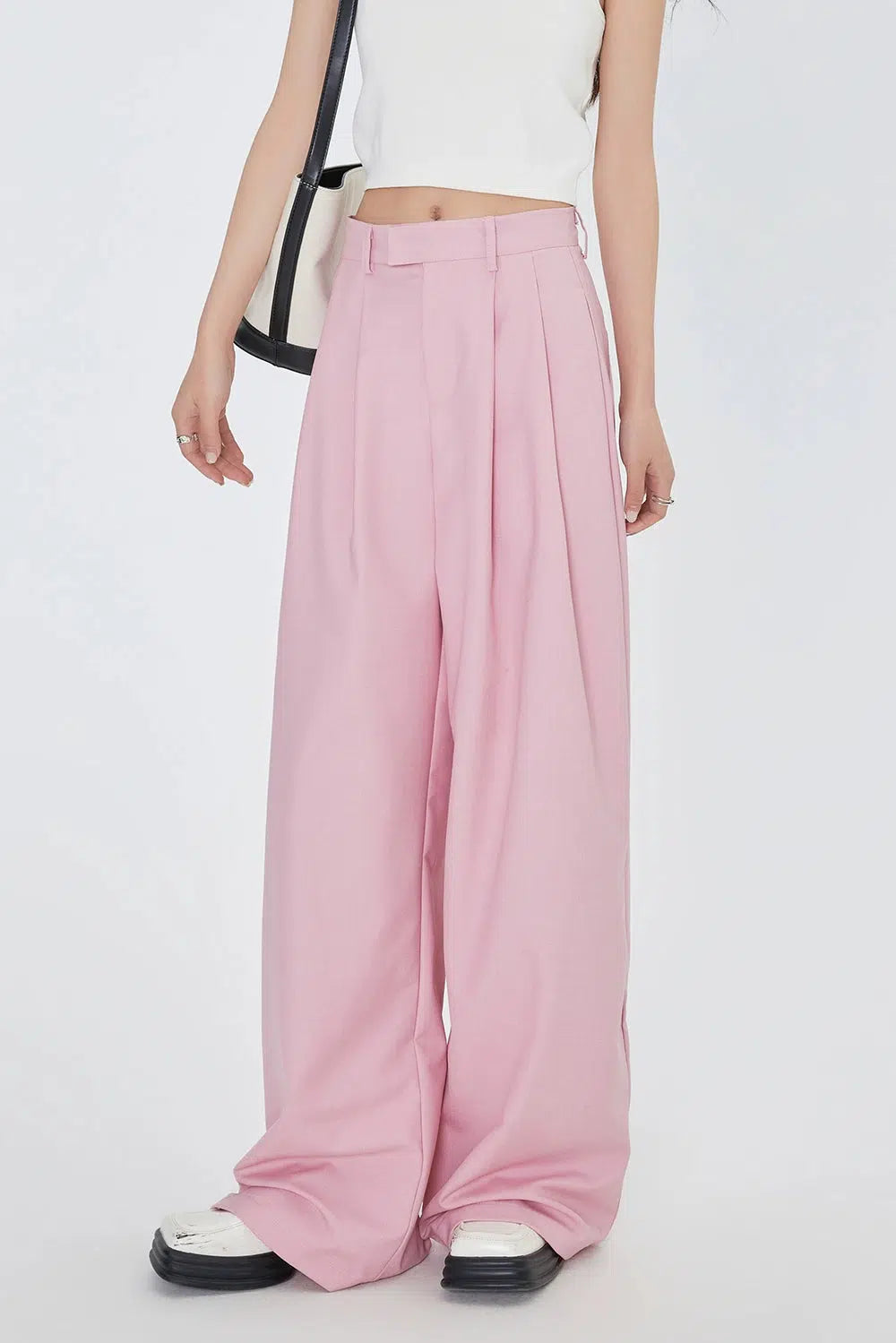 High Waist Wide Leg Drape Pants