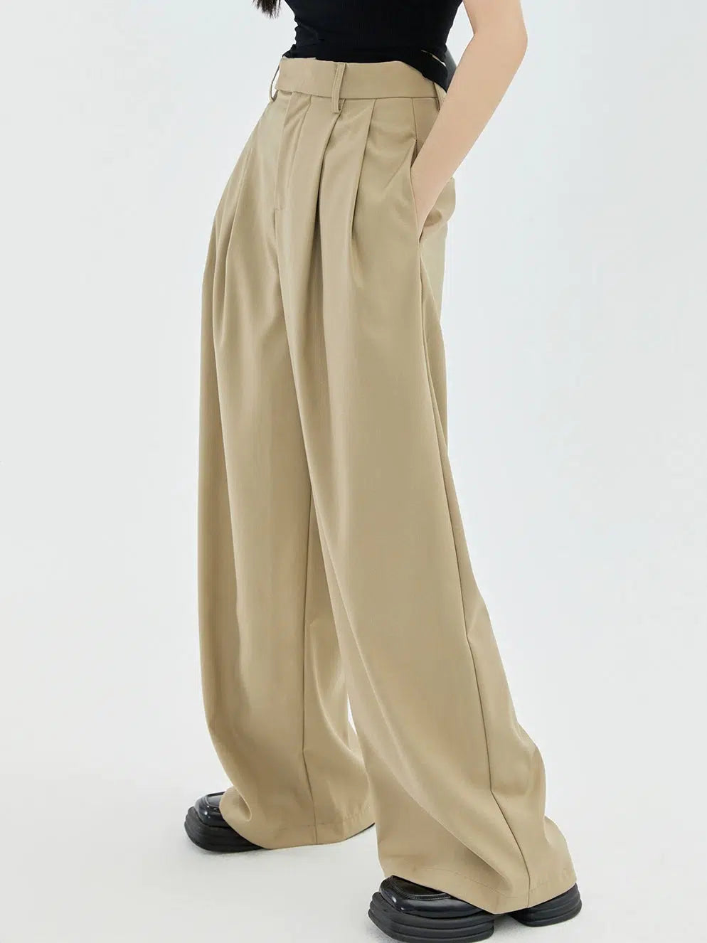 High Waist Wide Leg Drape Pants