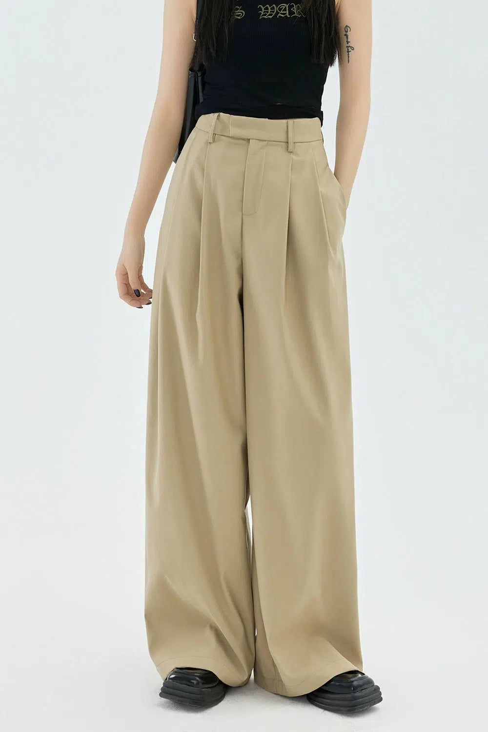 High Waist Wide Leg Drape Pants