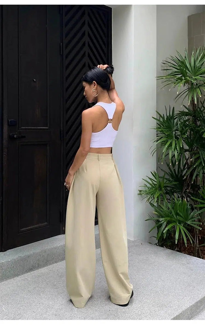 High Waist Wide Leg Pleated Pants