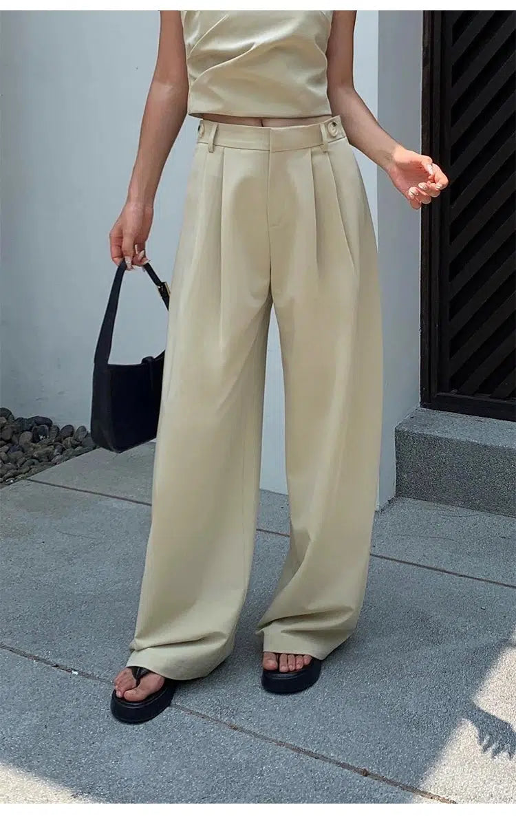 High Waist Wide Leg Pleated Pants