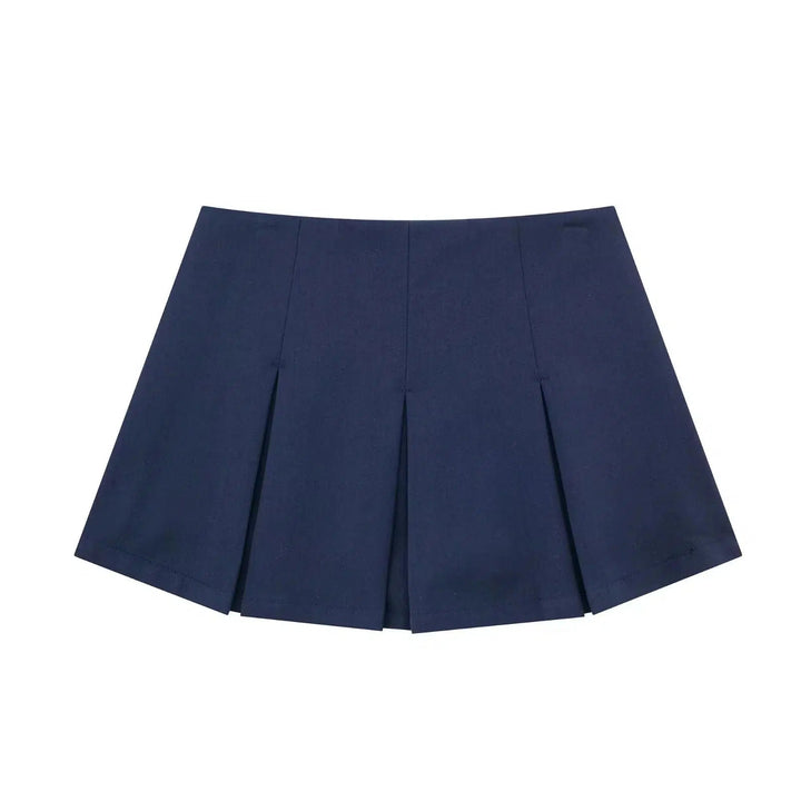 High Waist Wide Pleated Mini Skirt