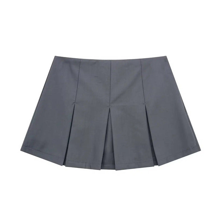 High Waist Wide Pleated Mini Skirt