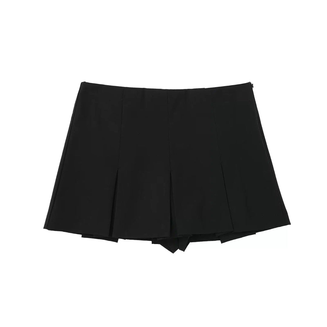 High Waist Wide Pleated Mini Skirt